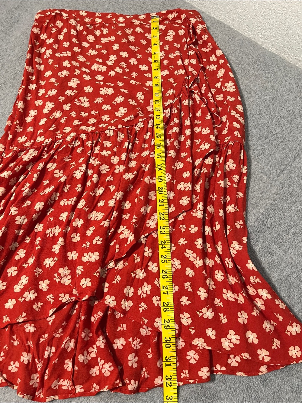 Madewell Midi Faux Wrap Skirt Size 14 Red Coastal - Picture 5 of 9